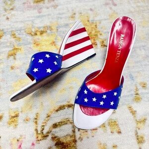 Ramon Tenza Patriotic Wedge Sandals